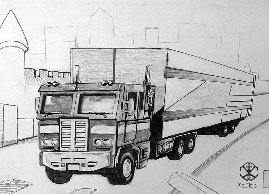 Optimus Prime Truck Sketch by xeltecon on DeviantArt
