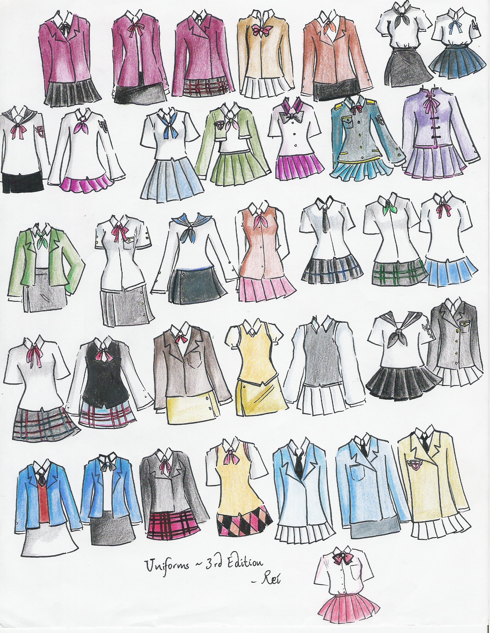 Anime school girl uniforms by SarcasticLittleDevil on DeviantArt