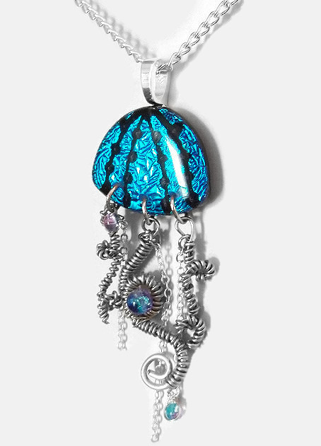 Jellyfish Fused Glass Pendant by HoneyCatJewelry on DeviantArt