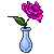 dk pink  Rose in teardrop crystal vase dewless