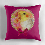 Cockatiel With Frangipani Realistic Painting Pillow